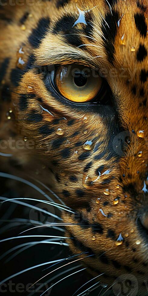 AI generated Leopard macro photography. AI Generated photo