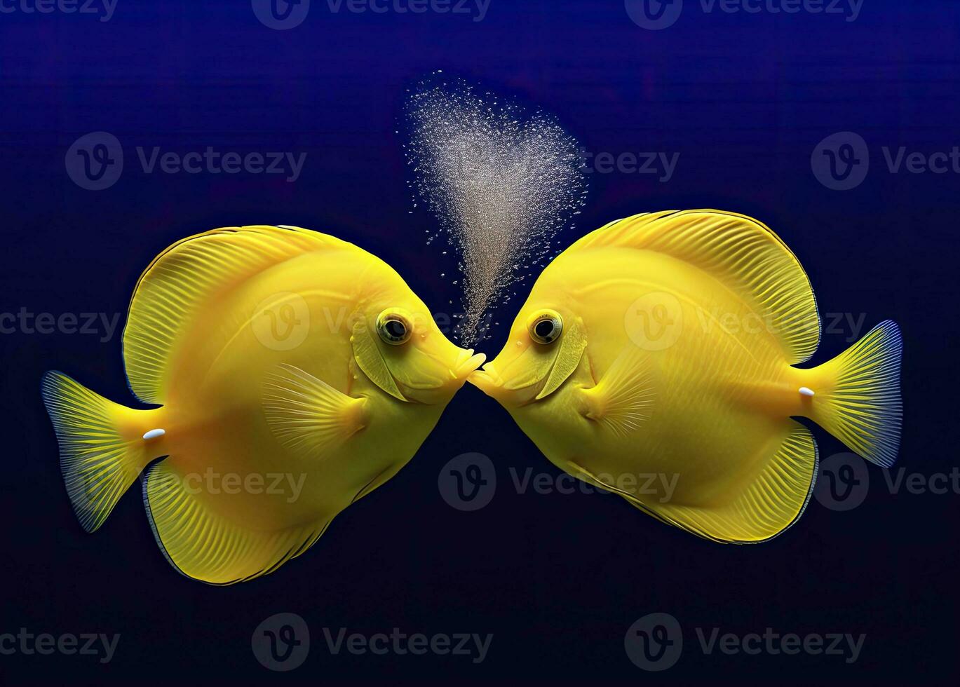 AI generated Two yellow tangs, face to face.  AI Generated. photo