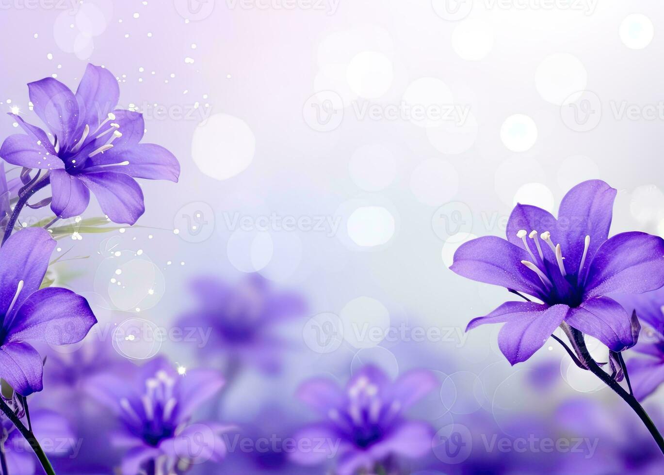 AI generated Abstract spring background with purple flowers. AI Generated photo