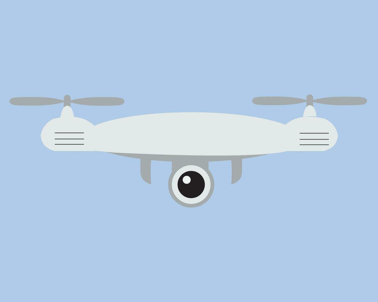 Remote aerial drone with a camera taking photography or video recording . Vector art on isolated background. Flat design.