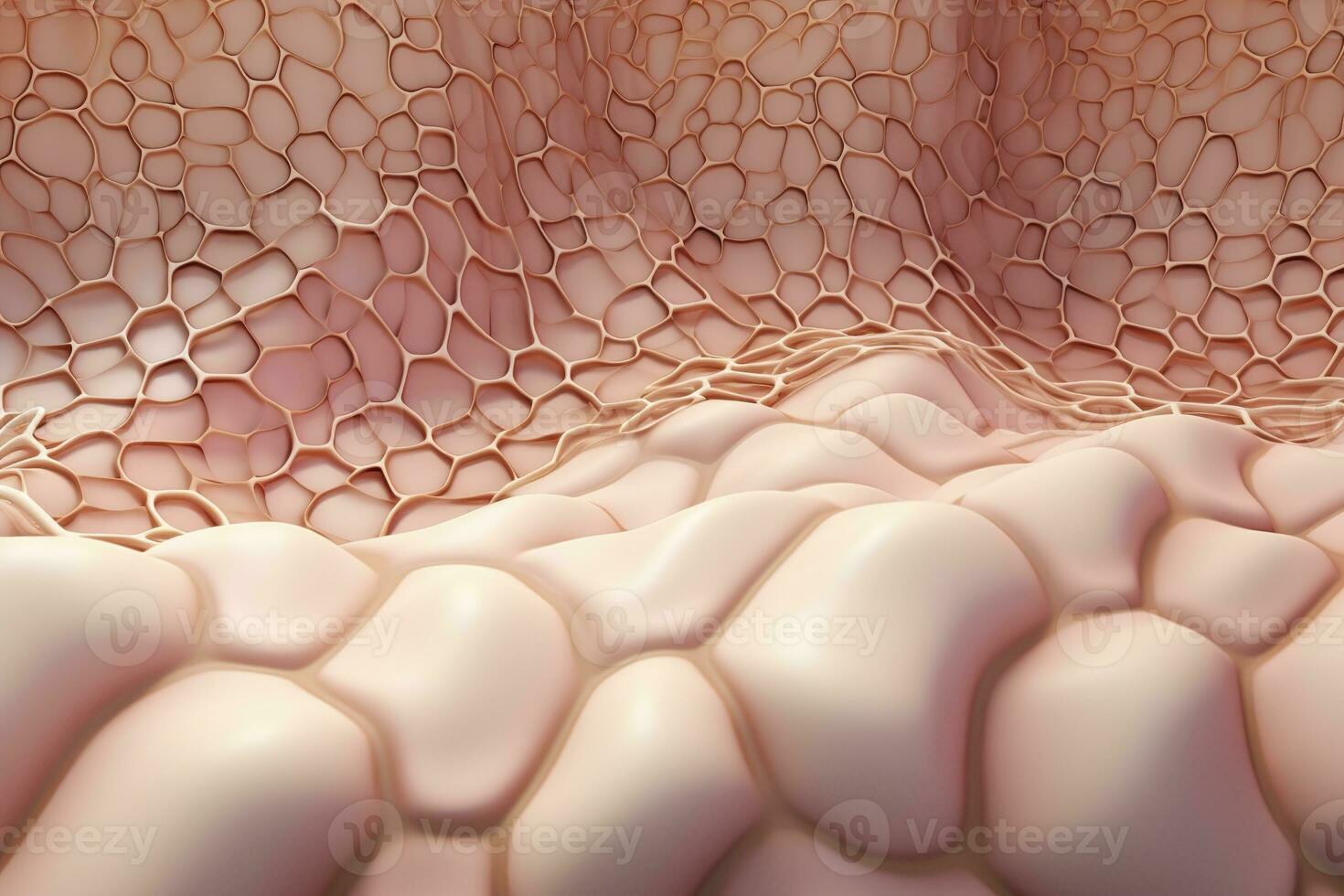 AI generated Saggy skin layer and skin cells, 3D rendering. Generative AI photo