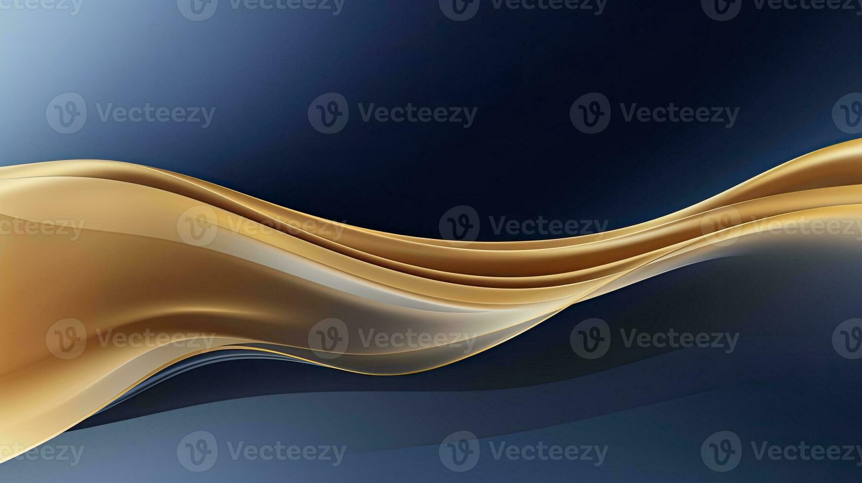 AI generated Gold and navy blue waves abstract. AI Generated. photo