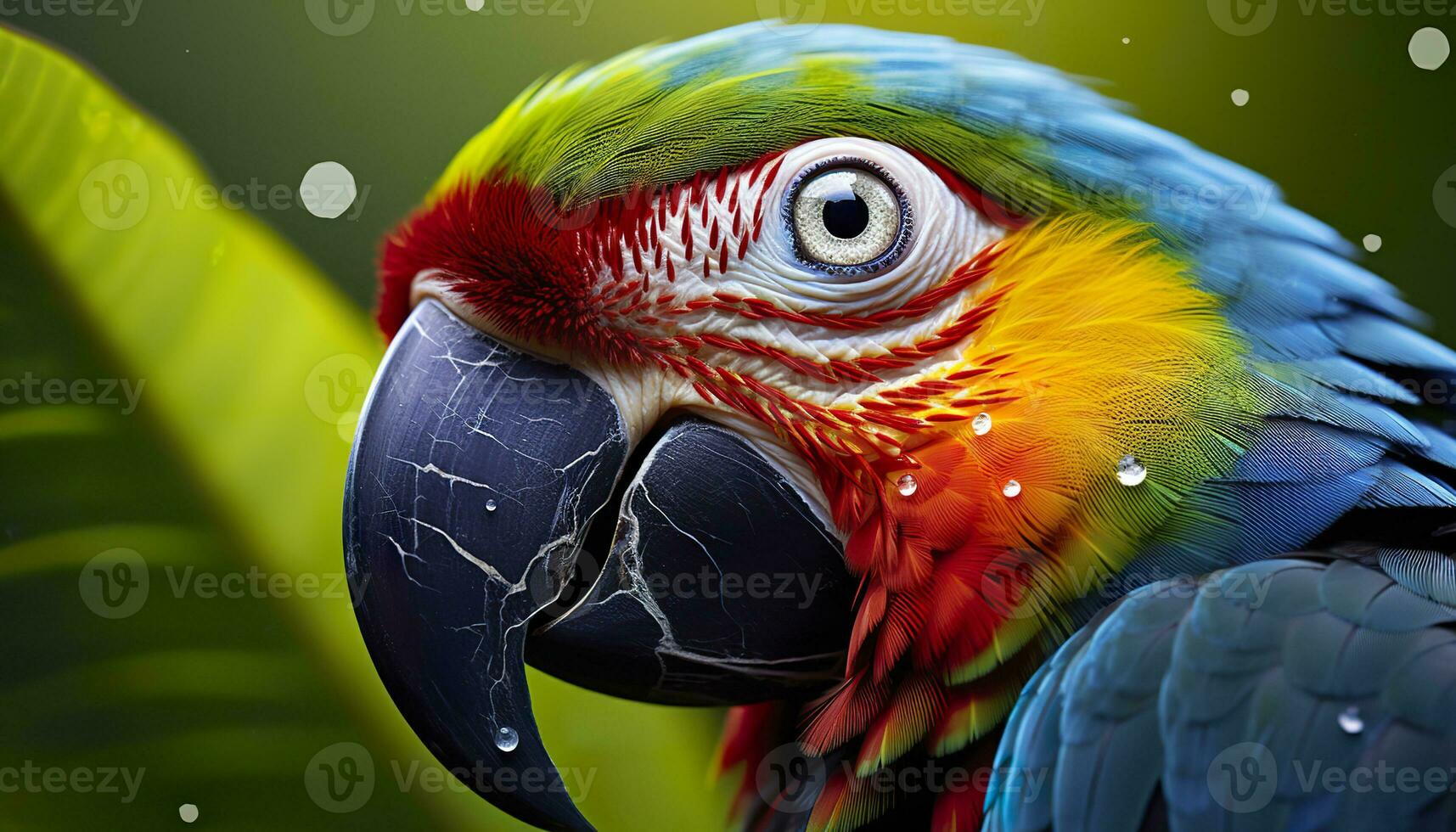 AI generated Tropical macaw perched, vibrant feathers in focus. Generative AI photo