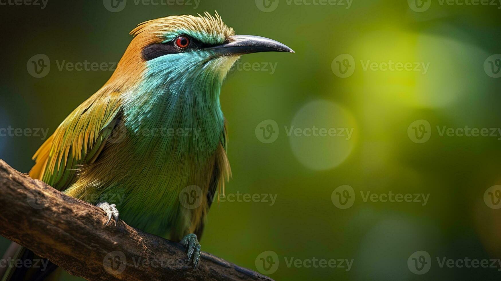 AI generated Turquoise Browed Motmot in vibrant colors. Generative AI photo