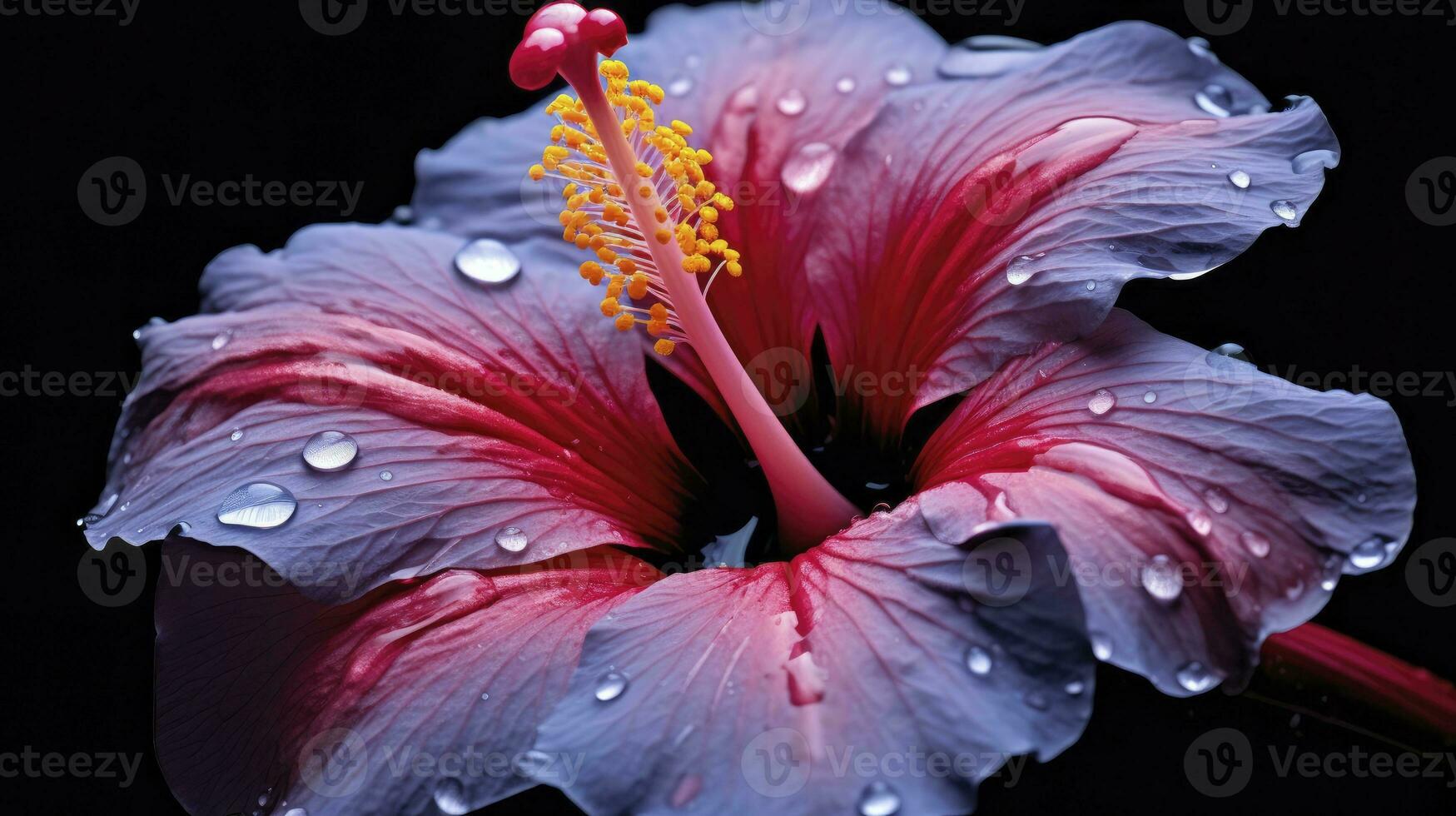 AI generated A hibiscus flower with a black background.AI Generated. photo