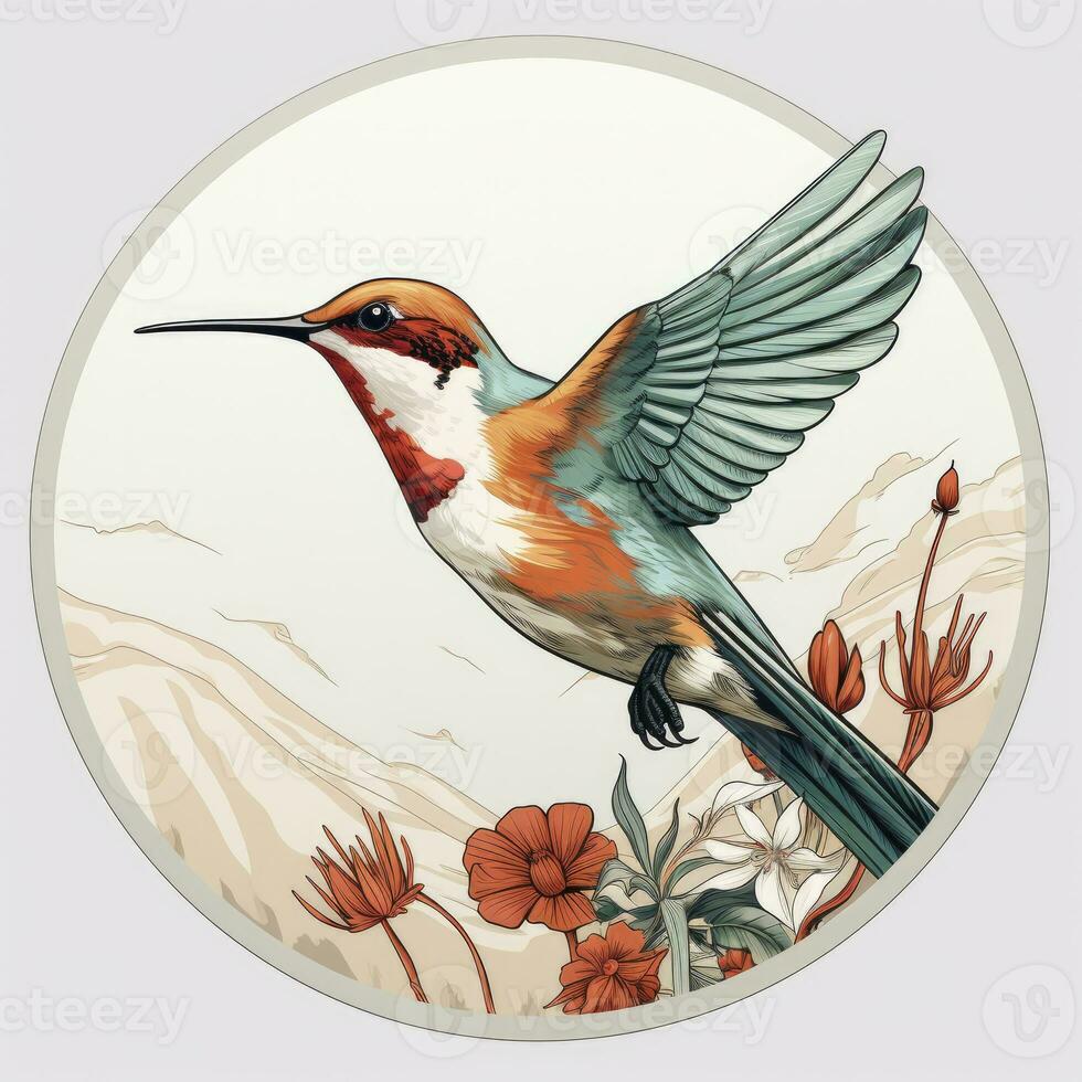 AI generated Hummingbird clipart on white background. AI Generated photo