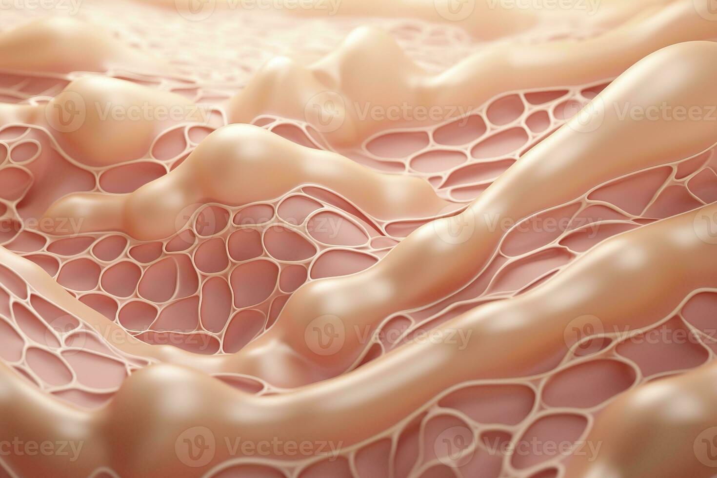 AI generated Saggy skin layer and skin cells, 3D rendering. Generative AI photo