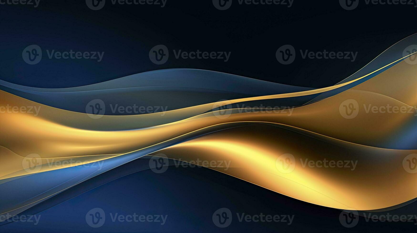 AI generated Gold and navy blue waves abstract. AI Generated. photo