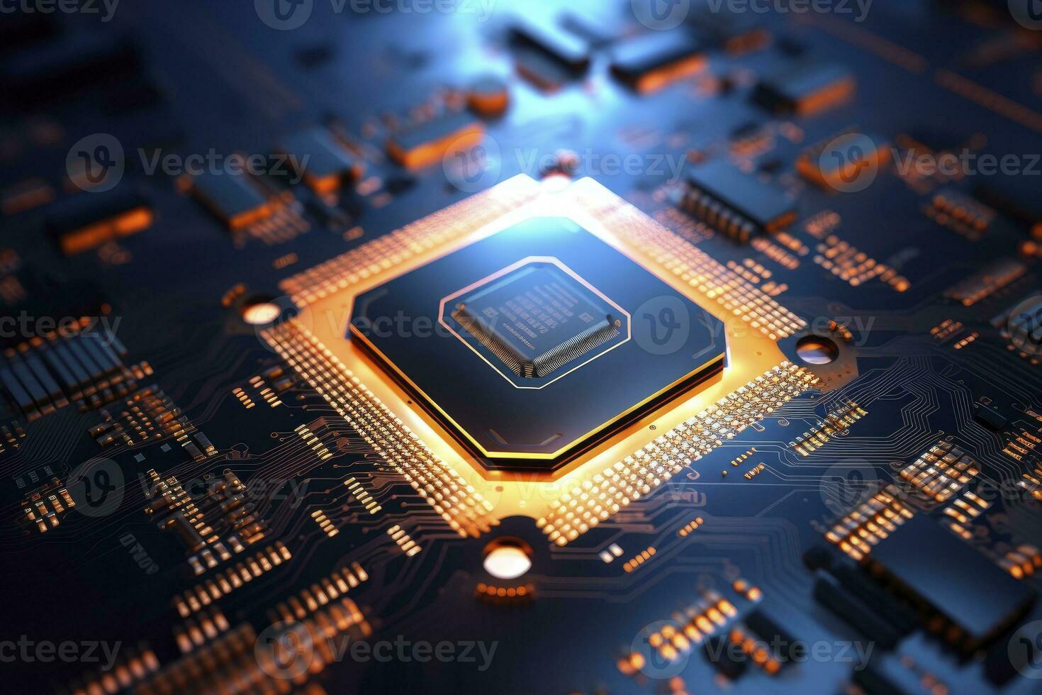 AI generated Futuristic central processor unit. Powerful Quantum CPU motherboard. AI Generated photo