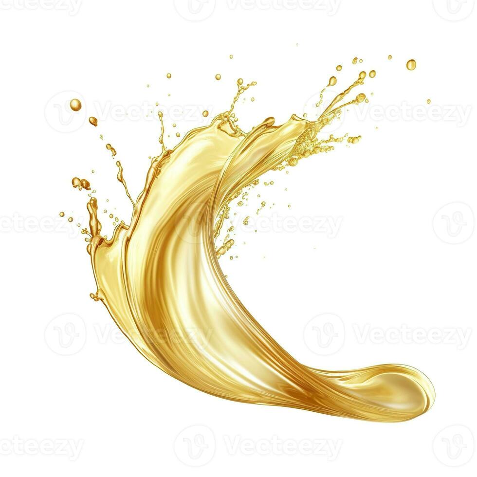 AI generated Golden Oil or Cosmetic essence splash isolated on white background, 3d illustration. AI Generated photo