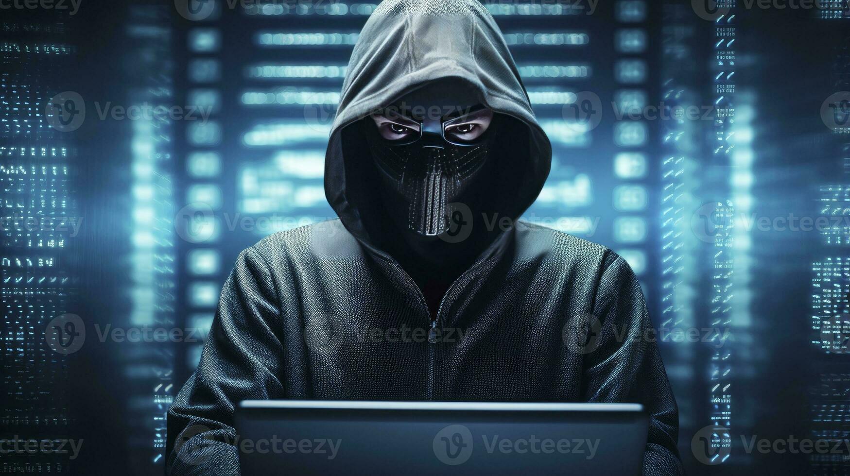 ai generado binario intriga. anónimo robótico hacker concepto de hackear. ai generado foto