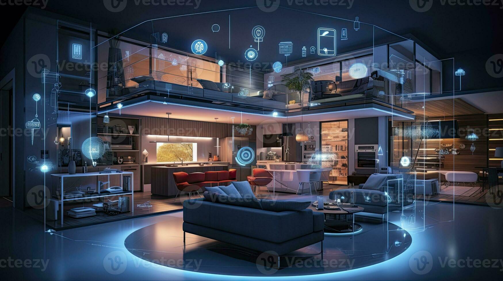 AI generated A Glimpse into the Connected Smart Home of Tomorrow. AI Generated photo