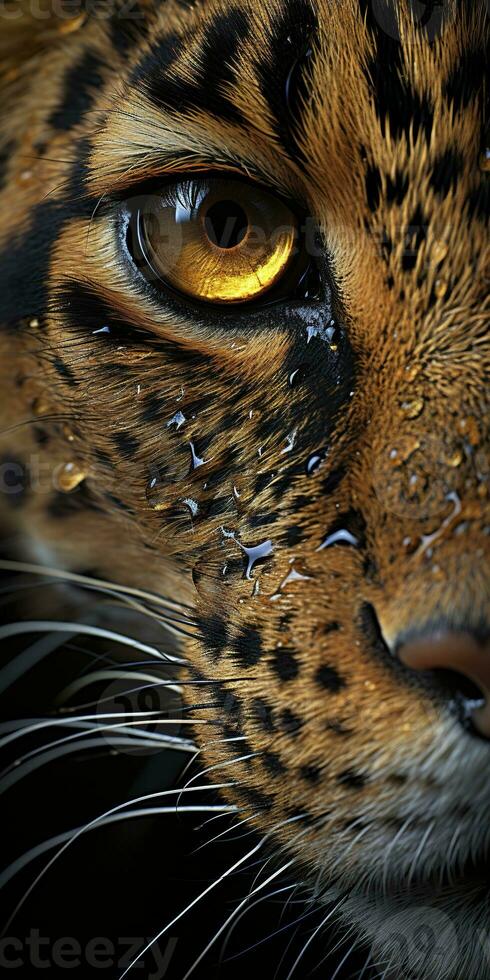 ai generado leopardo macro fotografía. ai generado foto