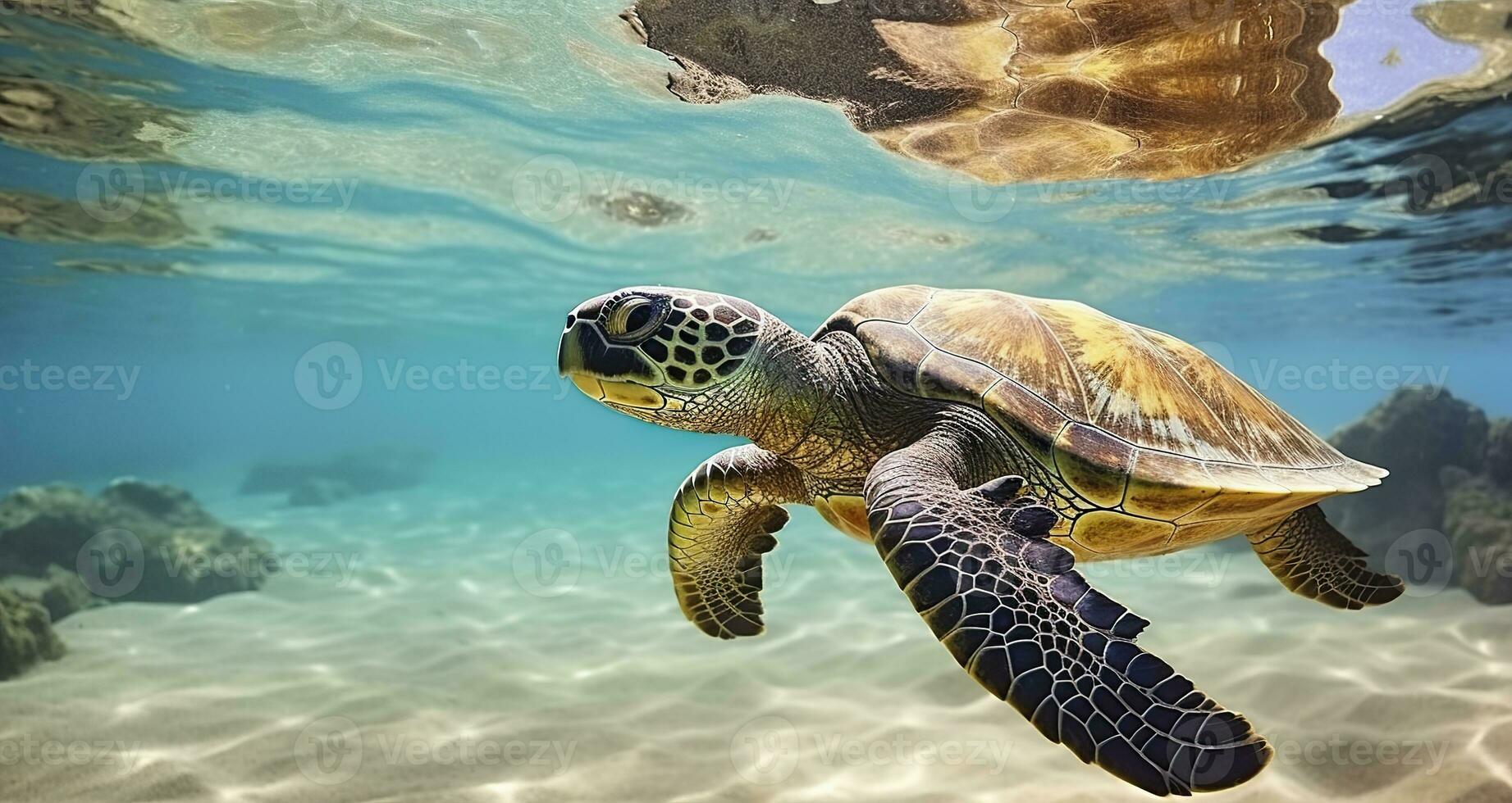 ai generado foto de mar Tortuga en el galápagos isla. generativo ai