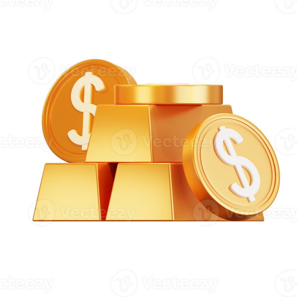 3D Coins and Gold Asset Illustration png