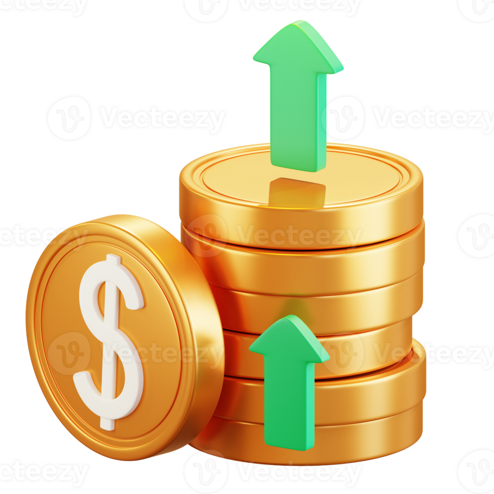 3D Pile of Coins Illustration png