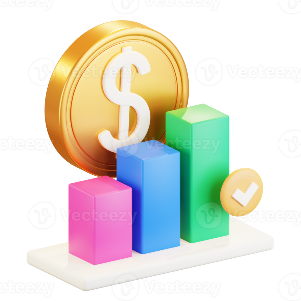 3D Dollar Chart Illustration png