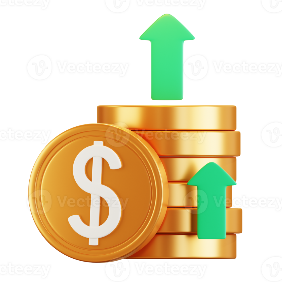 3D Pile of Coins Illustration png
