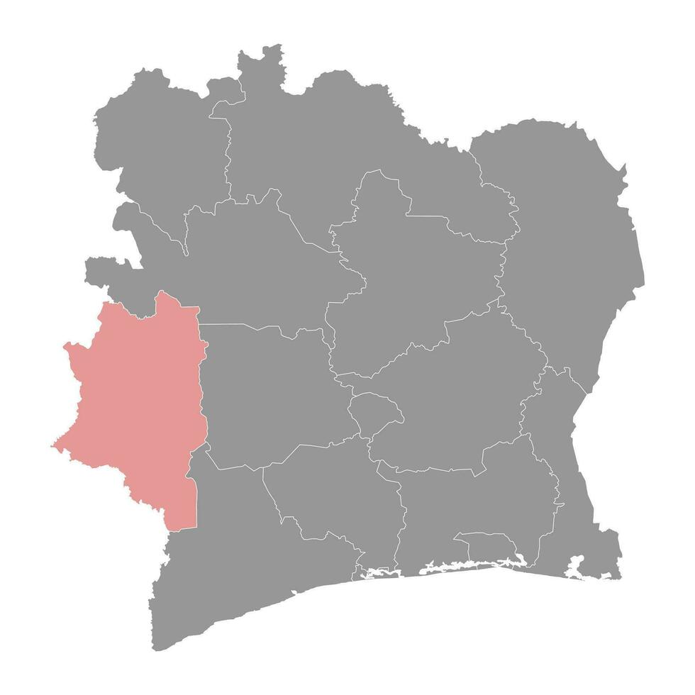 Montagnes district map, administrative division of Ivory Coast. Vector illustration.