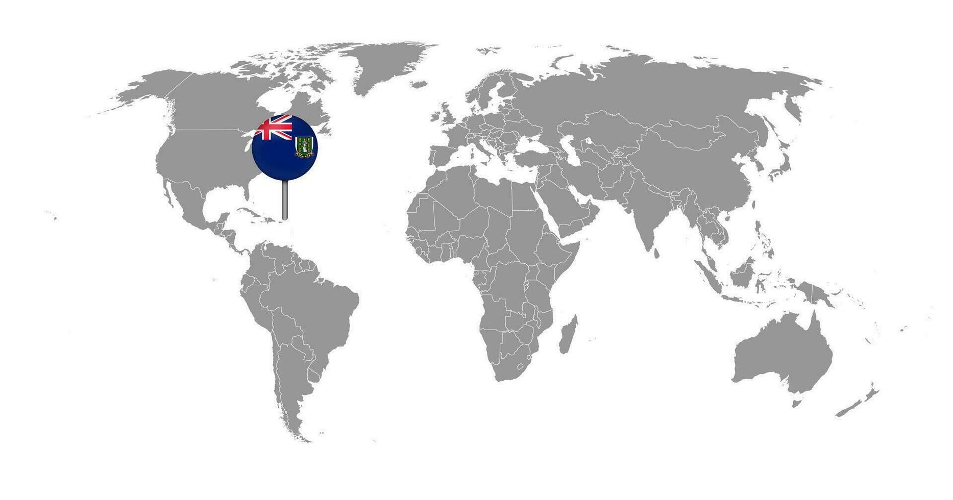 alfiler mapa con Virgen islas bandera en mundo mapa. vector ilustración.