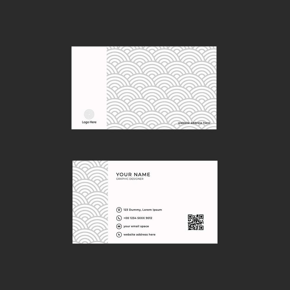 minimalist grey wave pattern modern horizontal business card template vector
