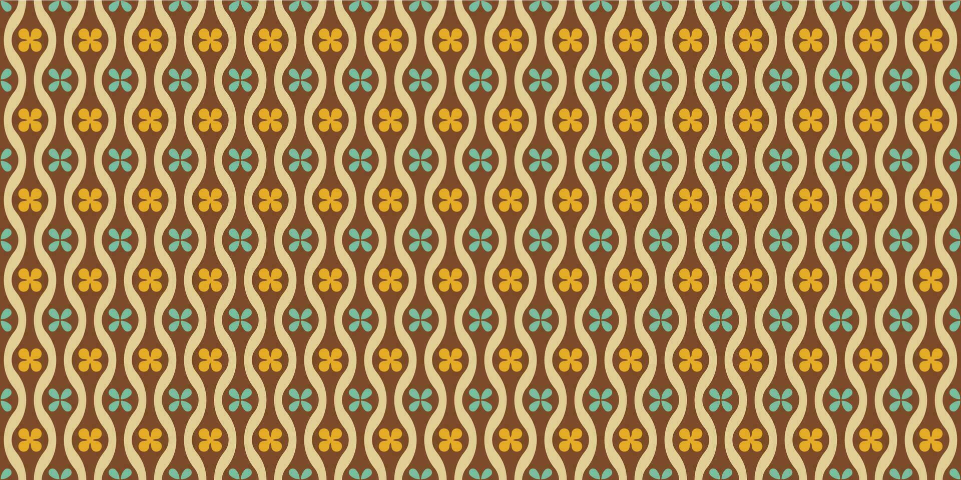 A retro style seamless pattern with a abstract design and striped vector background. Print surface for textiles, wrapping, and webs.