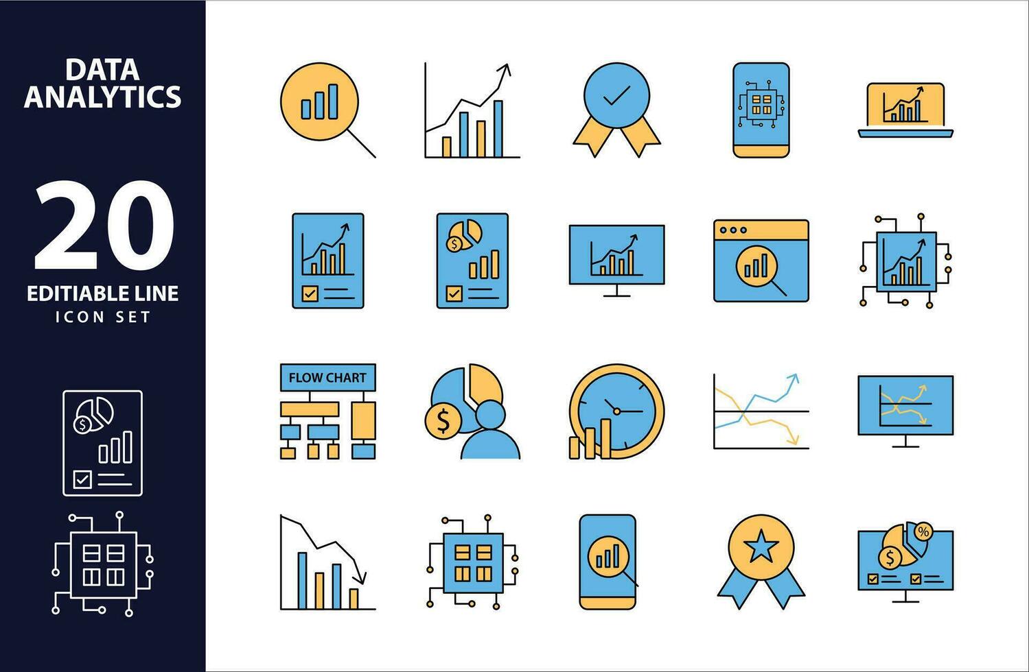 Precision Insights Streamlined Web Icons for Data Analysis, Statistics, and Analytics - Minimalist Outline and color fill Collection in Vector Illustration. calculator, data, database, discover,