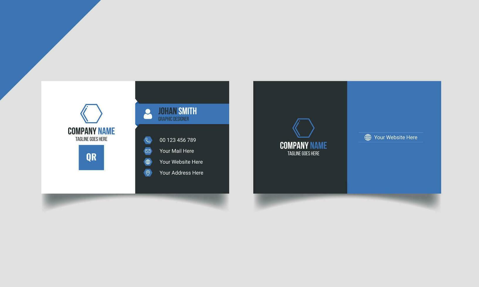 Modern minimal business card design template blue vector