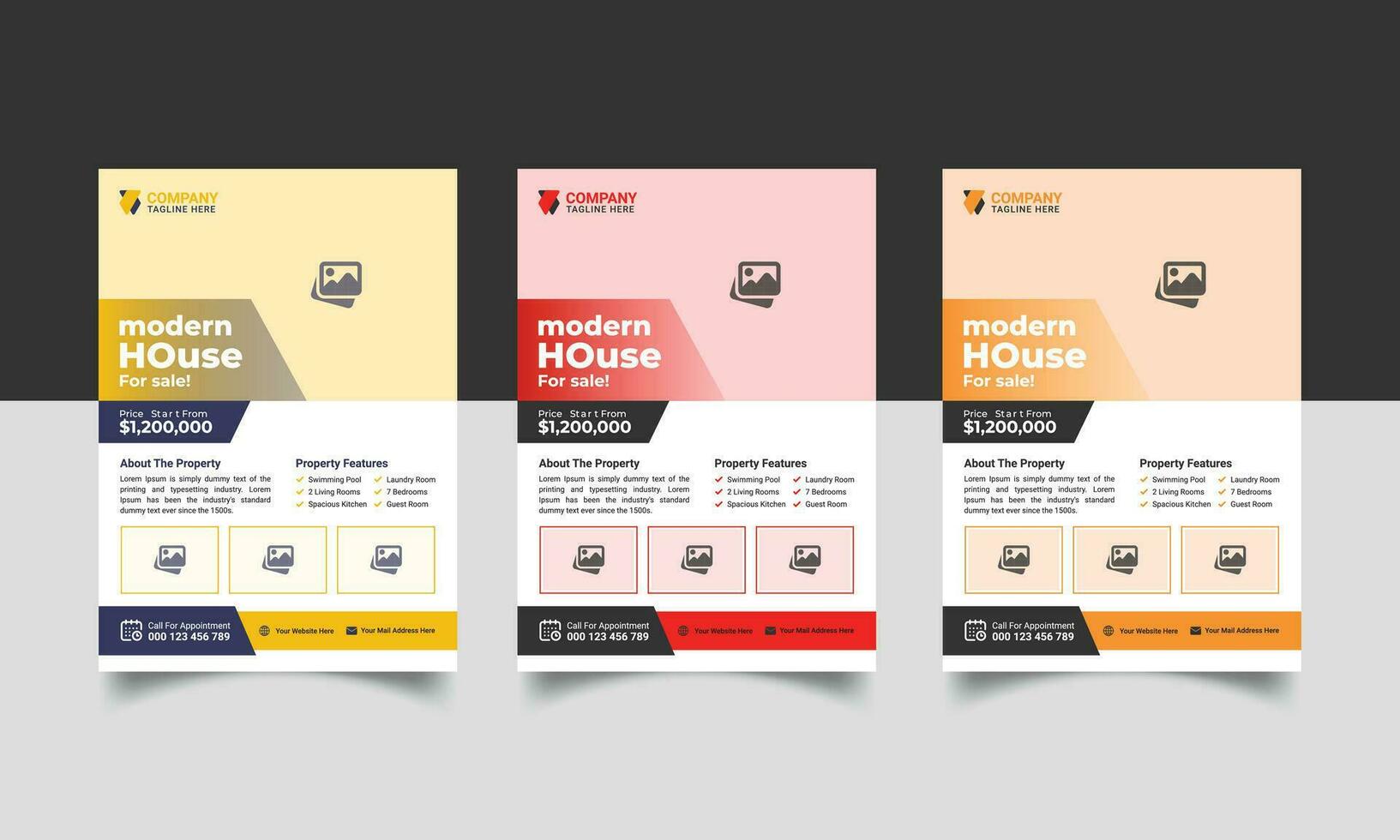 Real estate house property sale flyer poster design vector template