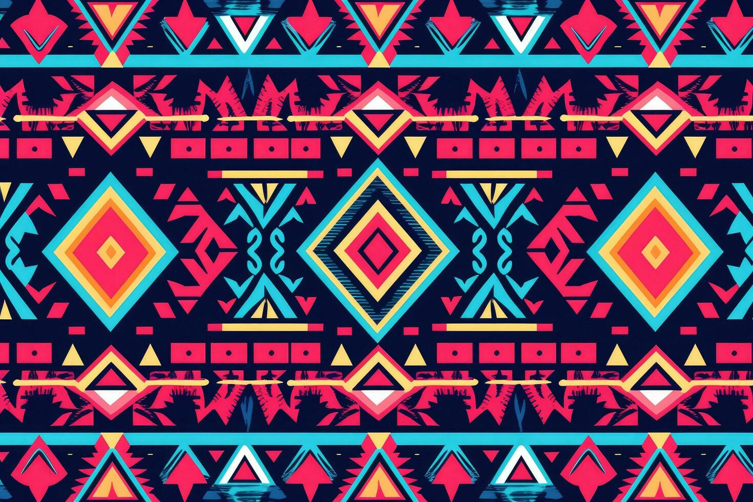 AI generated Tribal vector ornament. Seamless African pattern. Ethnic carpet with chevrons. Aztec style. Geometric mosaic on the tile, majolica. Ancient interior. Modern rug. Geo print on textile photo