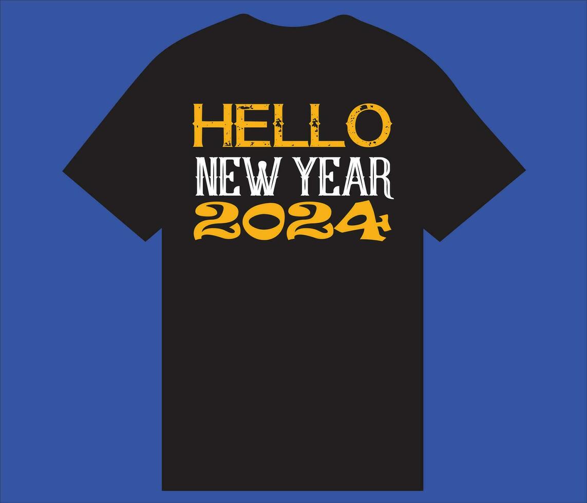 Hello new year 2024 t shirt design 35973625 Vector Art at Vecteezy