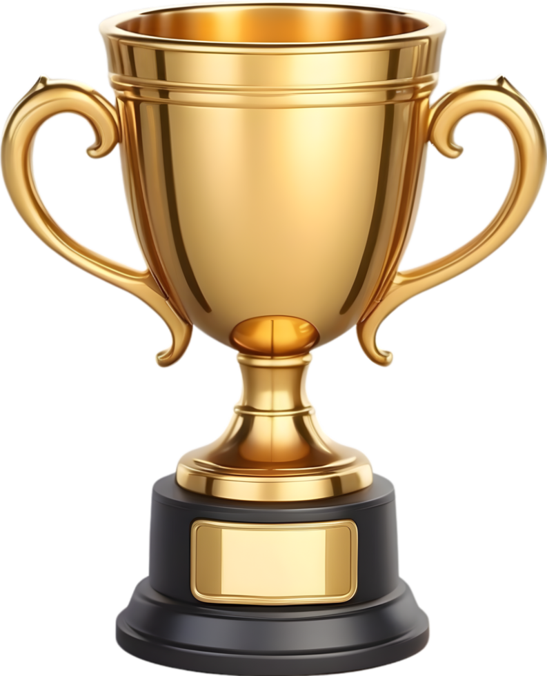 AI generated golden trophy cup on transparent background png