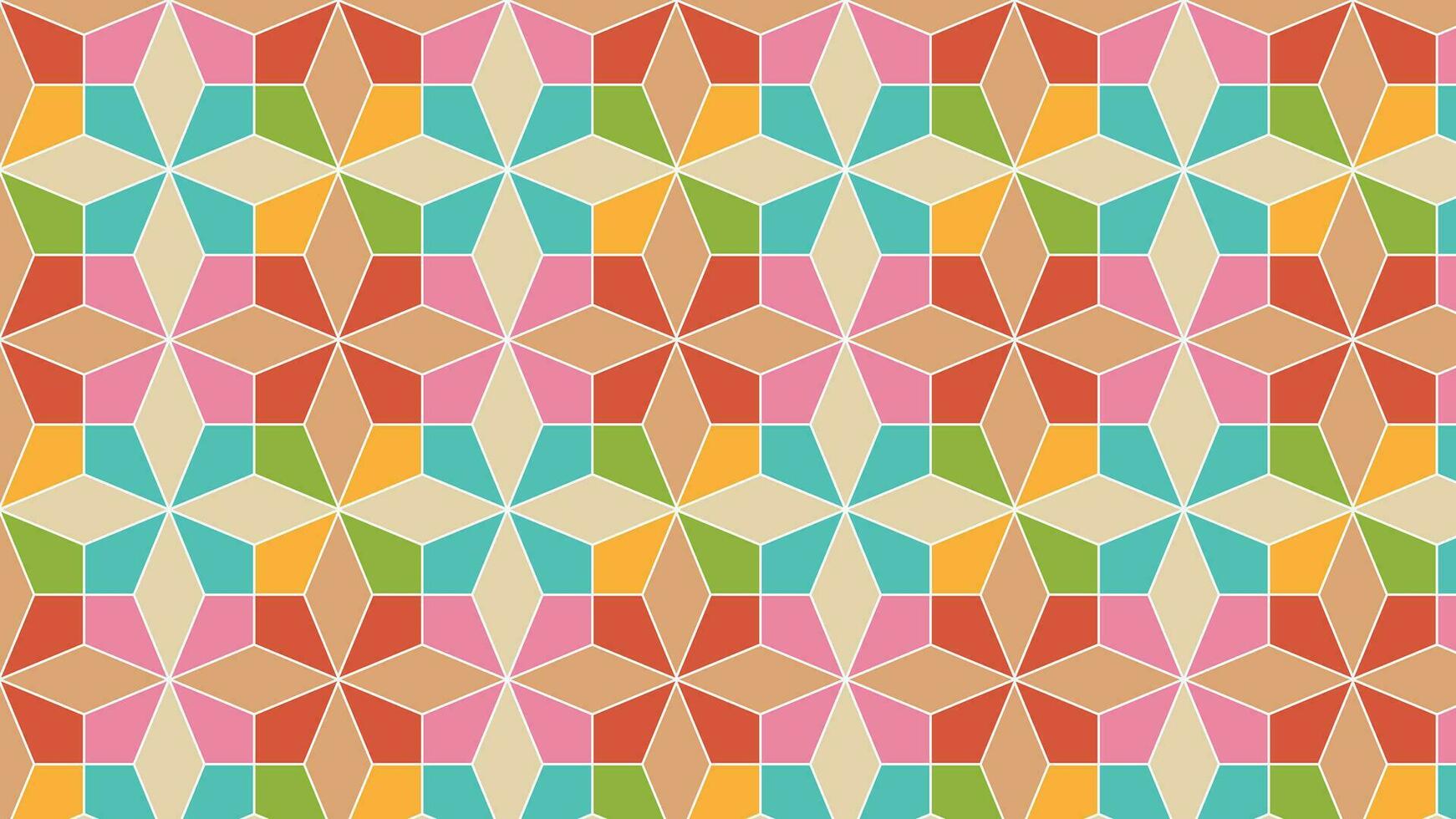Abstract bright triangular mosaic tiles repeating pattern in different bright colors vector