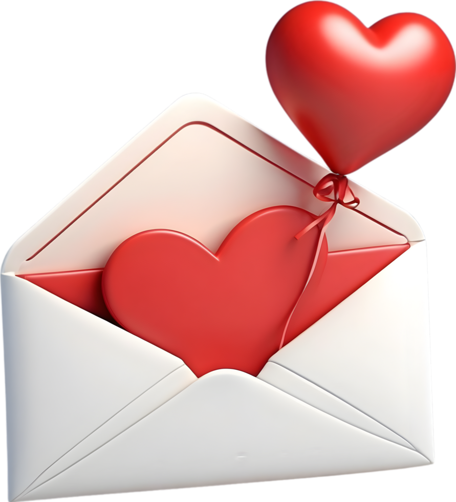AI generated an envelope with hearts  transparent background png