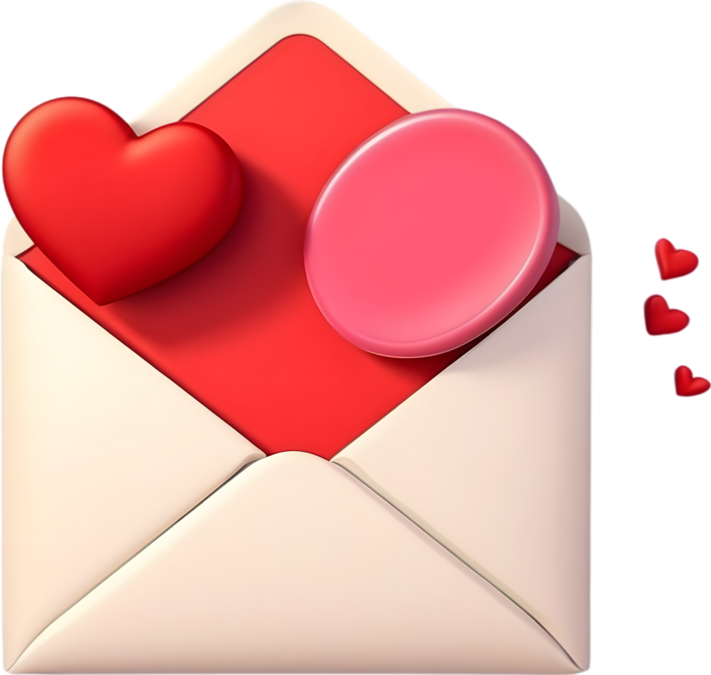 AI generated an envelope with hearts  transparent background png