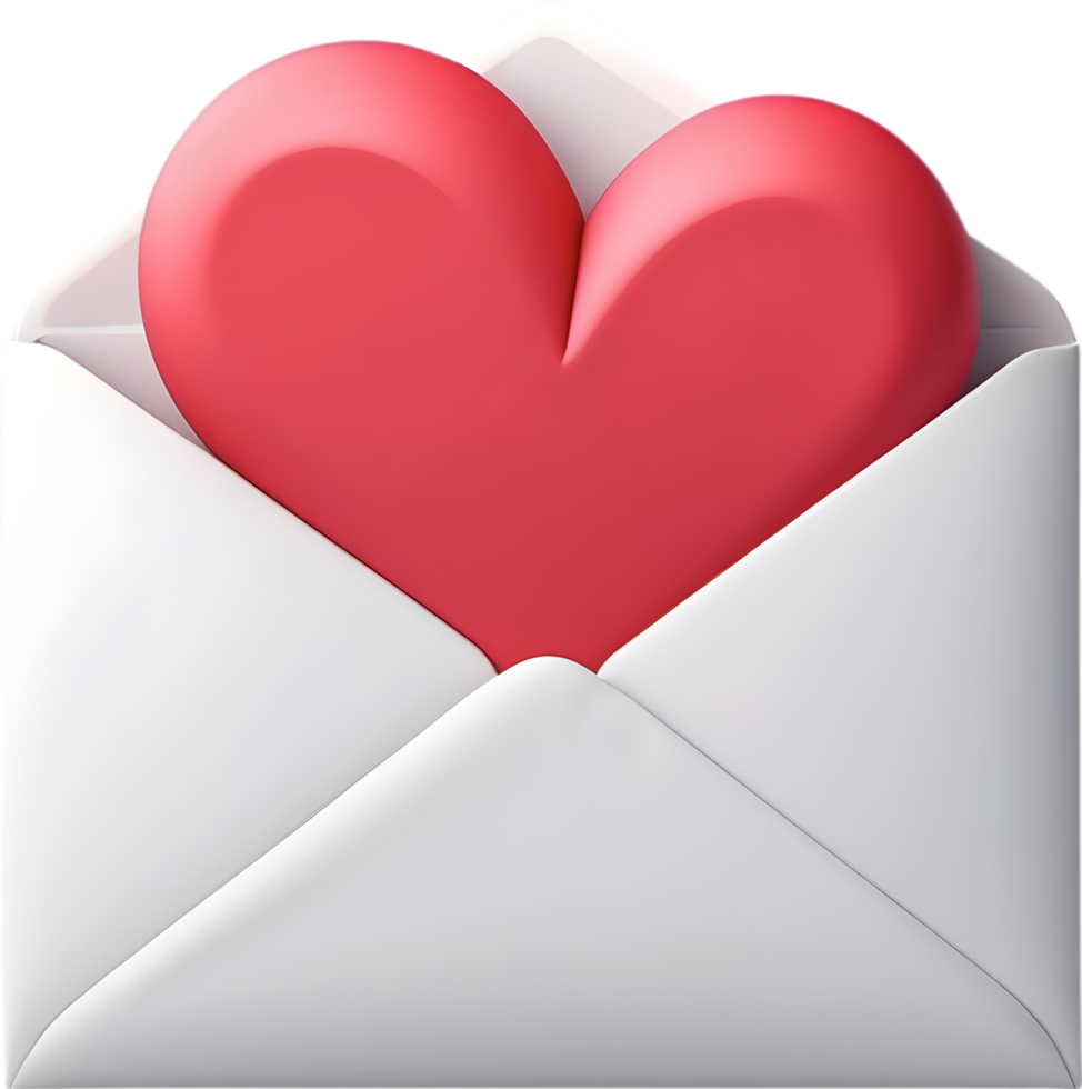 AI generated an envelope with hearts  transparent background png