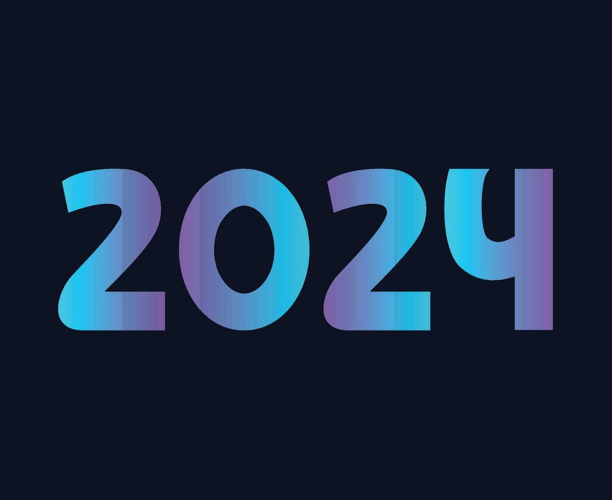 Happy New Year 2024 Abstract Cyan Graphic Design Vector Logo Symbol Illustration With Blue Background