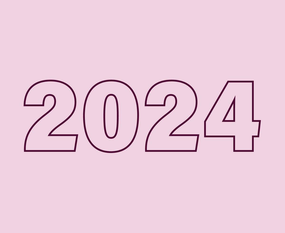 Happy New Year 2024 Abstract Purple Graphic Design Vector Logo Symbol Illustration With Pink Background