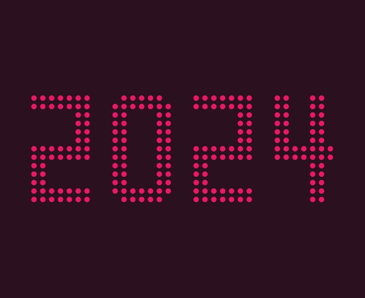 Happy New Year 2024 Abstract Pink Graphic Design Vector Logo Symbol Illustration With Purple Background