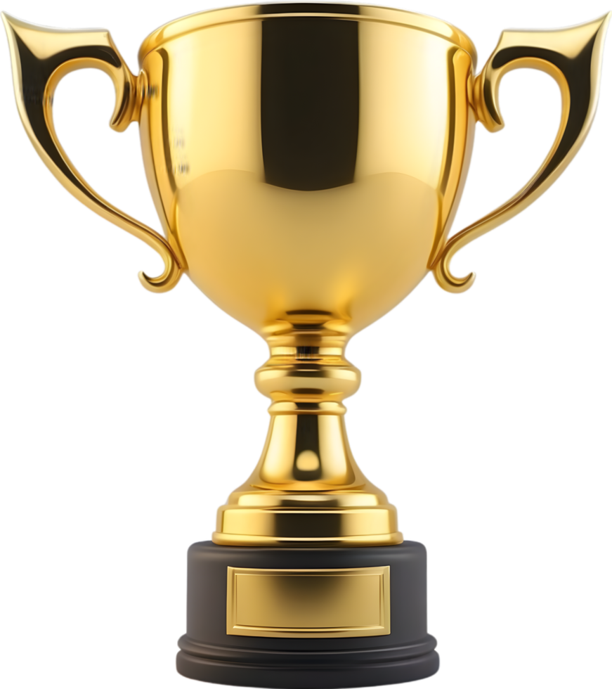 AI generated golden trophy cup on transparent background png