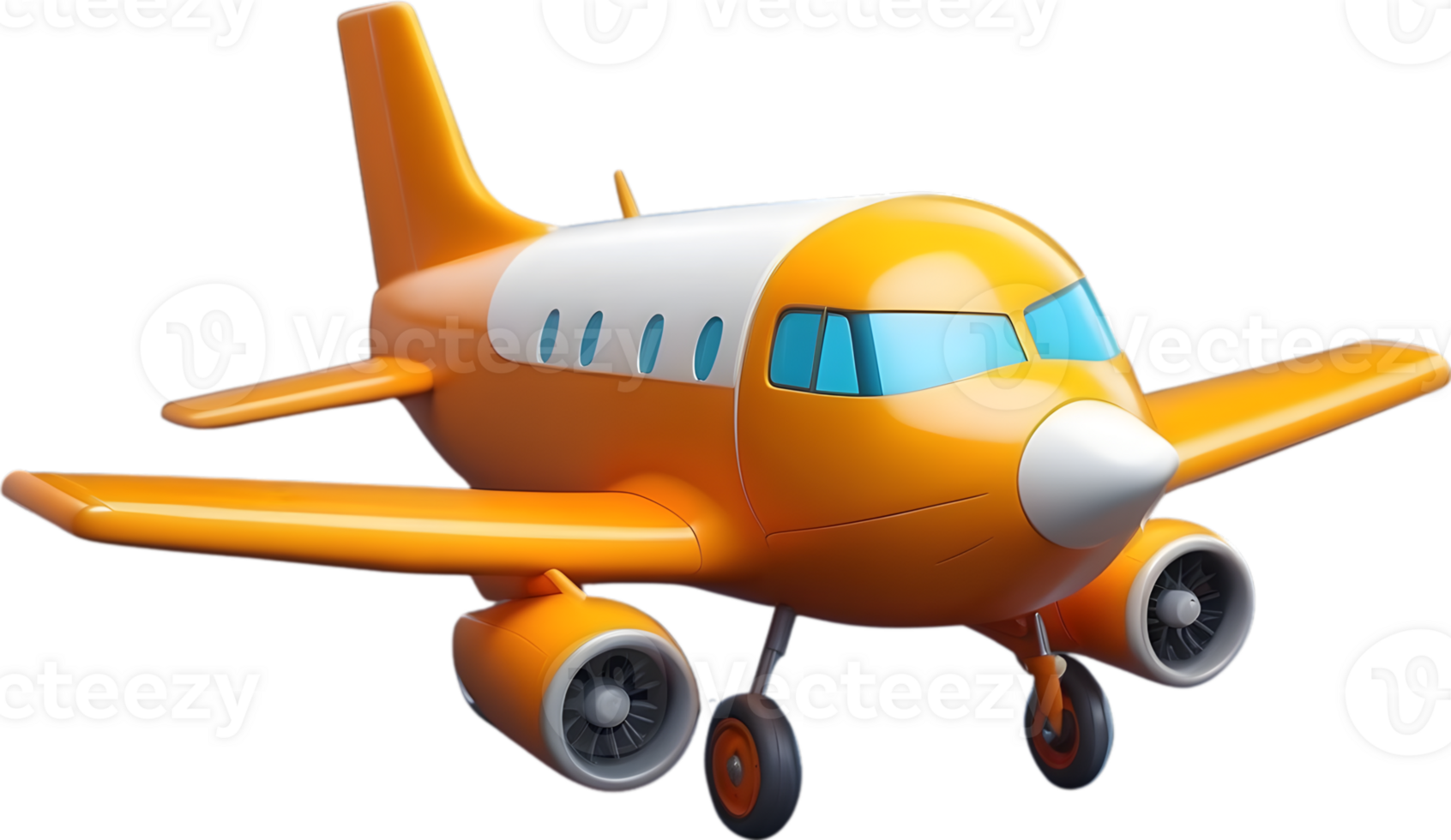 AI generated a cartoon airplane on transparent background, logistic airplane png