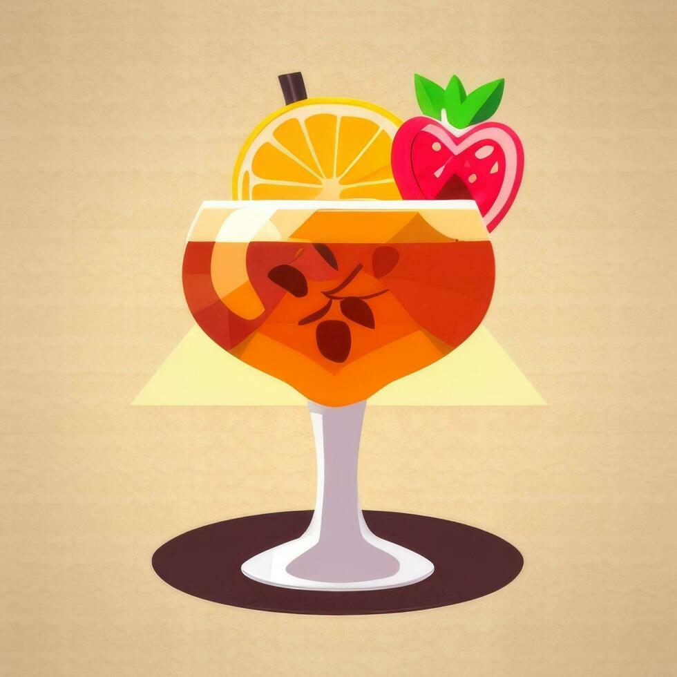 AI generated Liquor Cocktail Drinks Icon Clip Art Sticker Decoration Simple Background photo