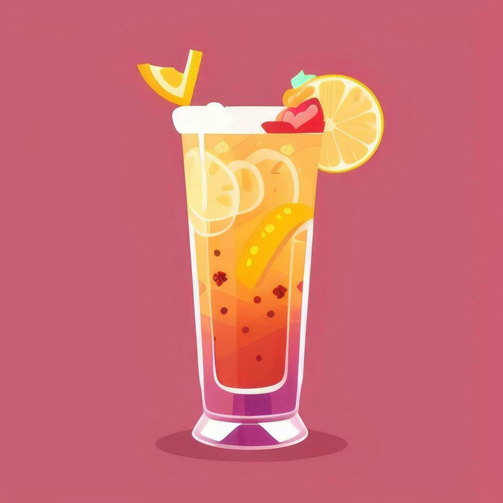AI generated Liquor Cocktail Drinks Icon Clip Art Sticker Decoration Simple Background photo