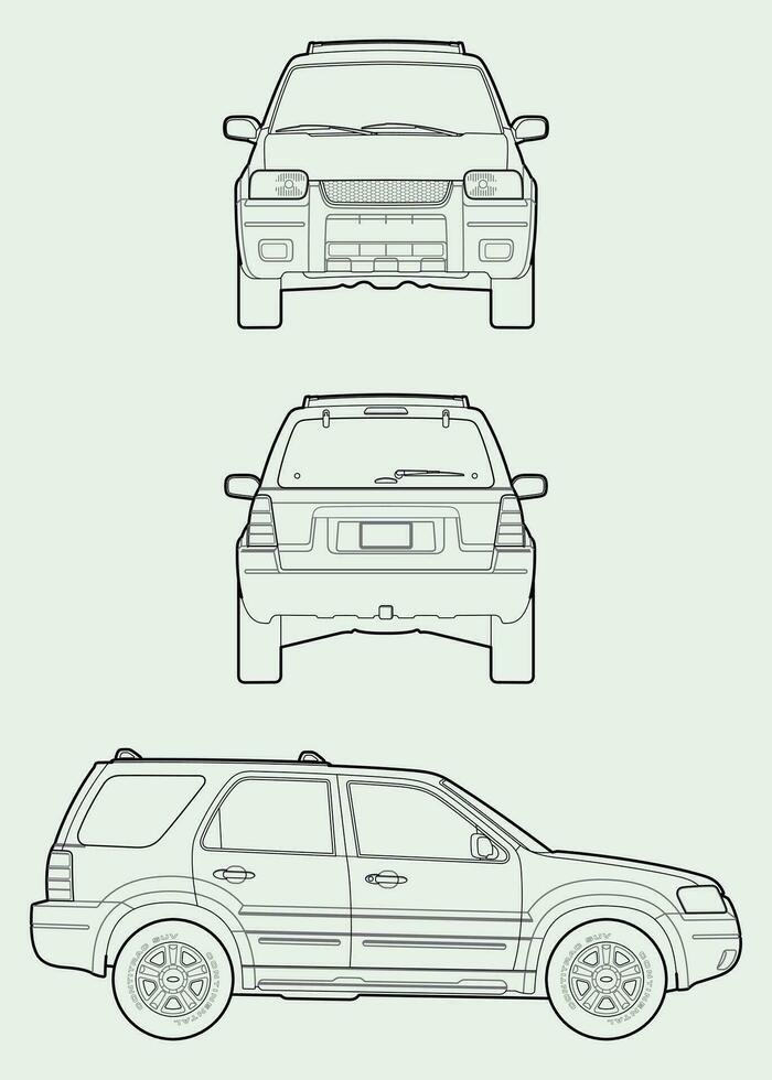 2003 vado escapar coche Plano vector