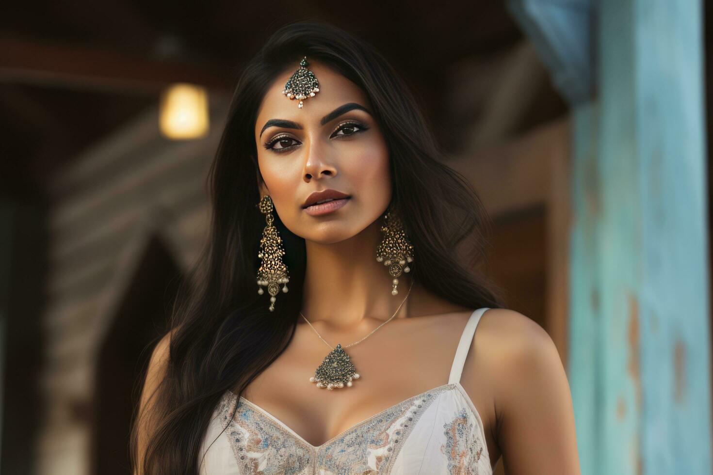 AI generated Indian girl model fashion design photo