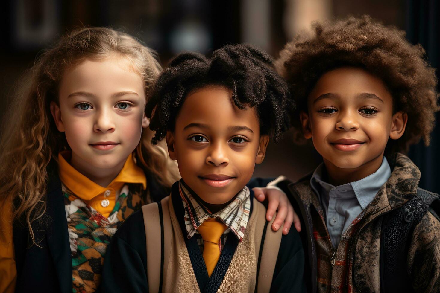 AI generated ethnic diversity school kids photo
