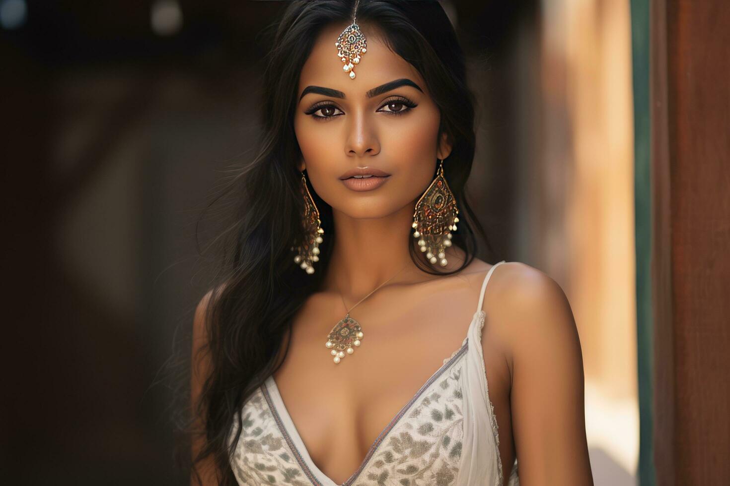 AI generated Indian girl model fashion design photo