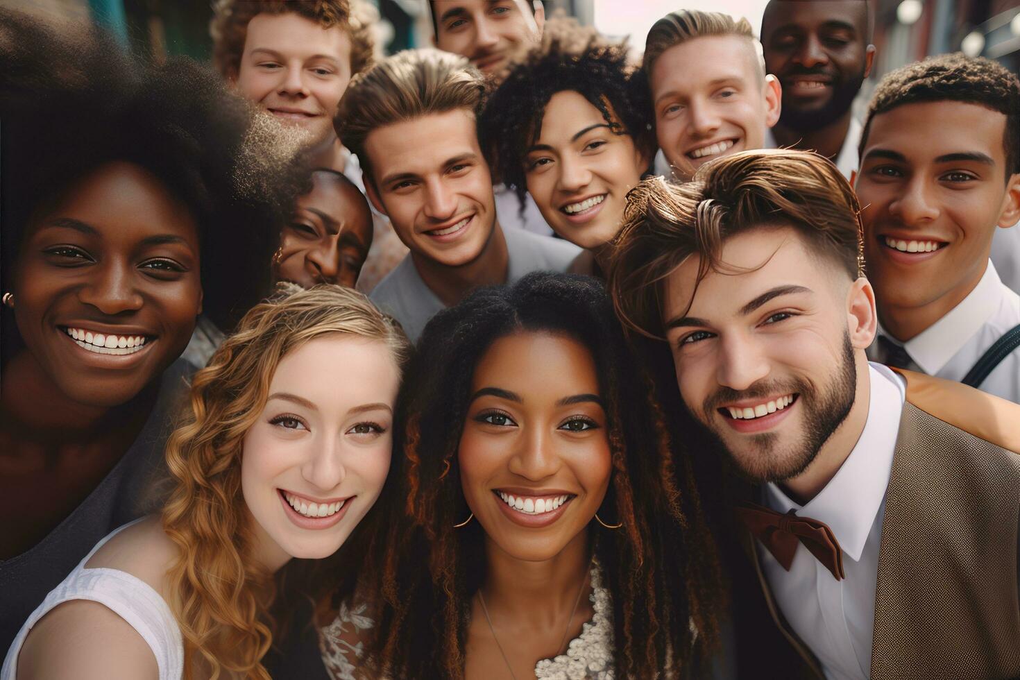 AI generated Multi ethnic diversity people at wedding photo