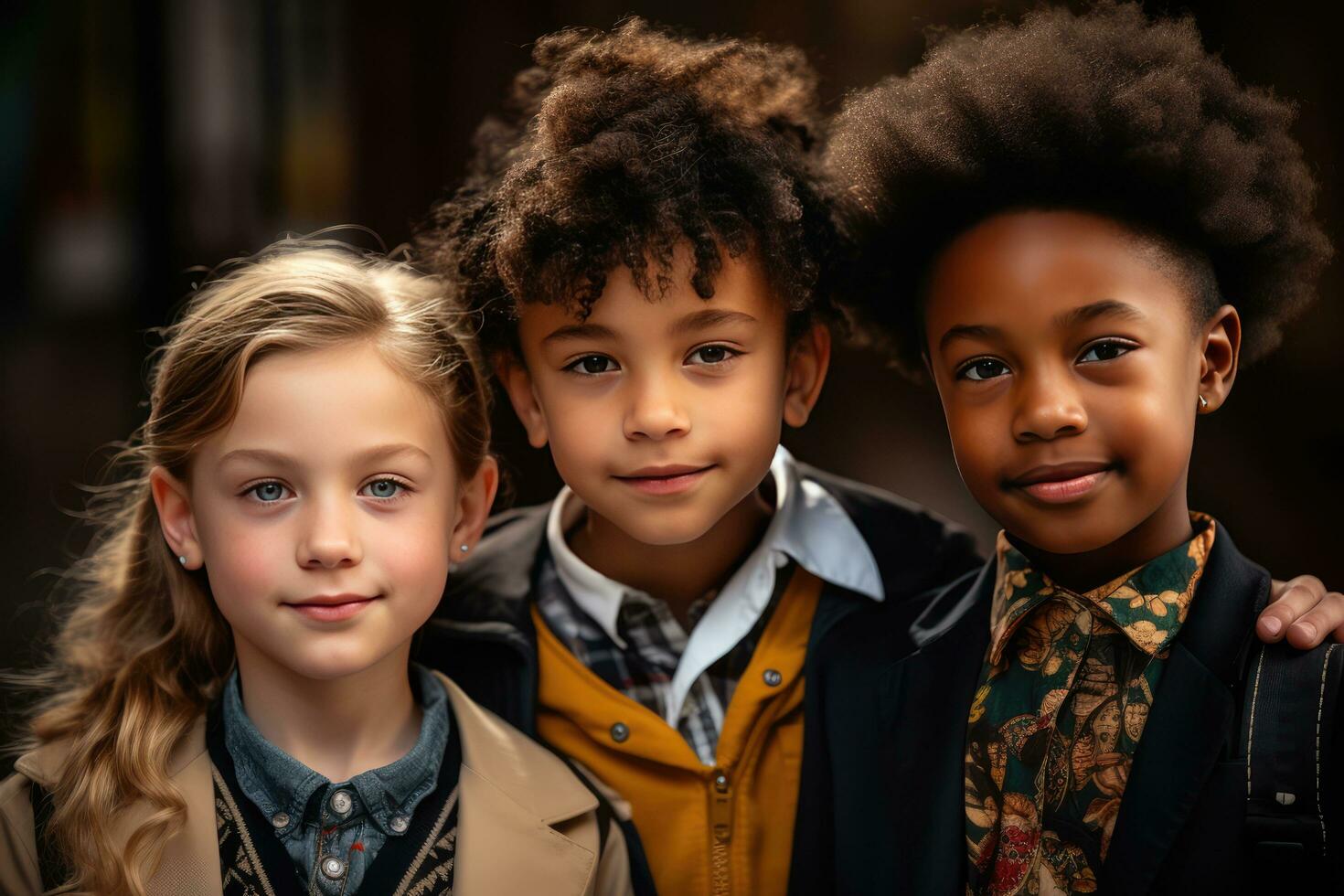 AI generated ethnic diversity school kids photo