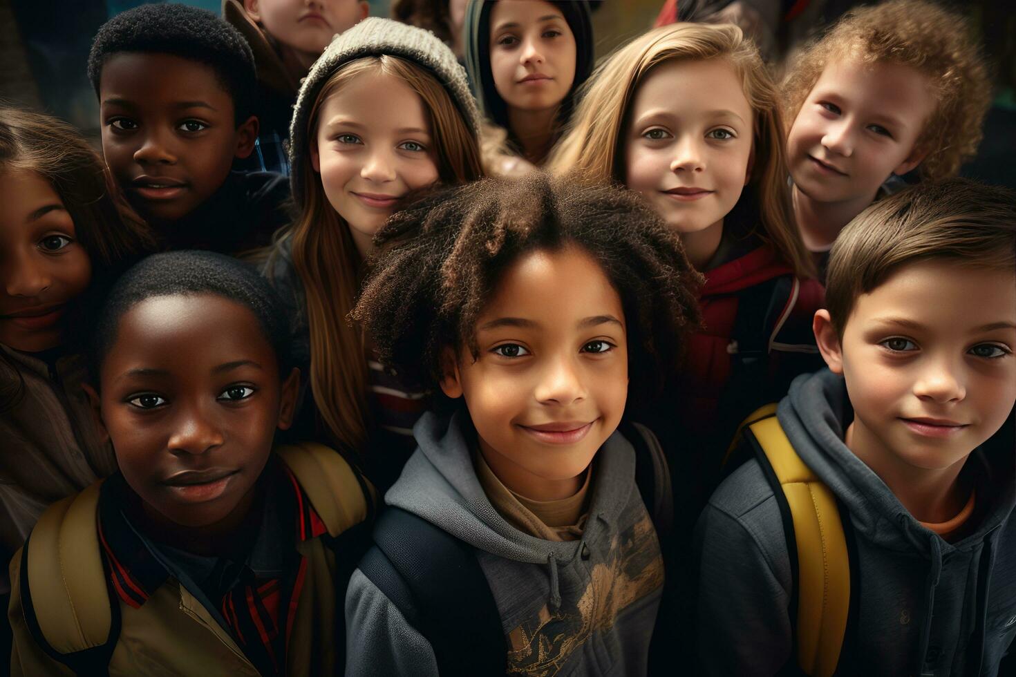 AI generated ethnic diversity school kids photo